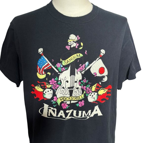 Samurai Inazuma Rock Band Graphic T-Shirt Adult Large Black Short Sleeve Tee - Picture 2 of 6